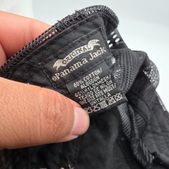 Panama Jack Mens One Size Gray Black Distressed Mesh Trucker Hat Adjustable - Picture 6 of 9